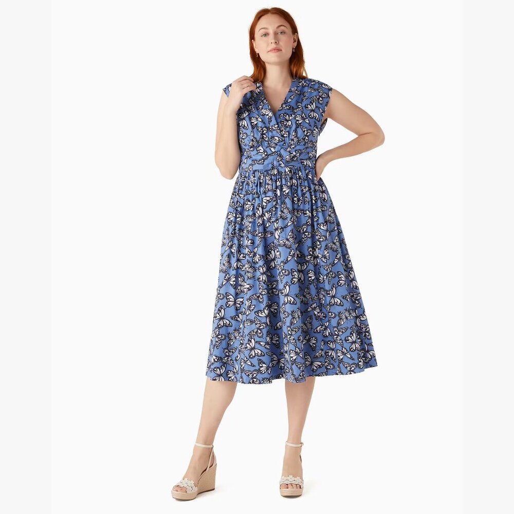 Kate Spade Poplin Bow Butterfly Print Dress NWT